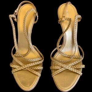 Gold BCBGMAXAZRIA Woven Heels